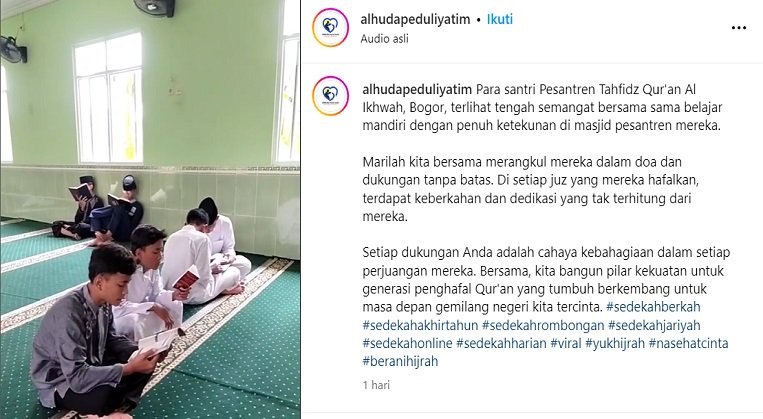 Gambar. Santri PTQ Al-Ikhwah Belajar Mandiri Di Masjid Pesantren. www.alhudapeduliyatim.com