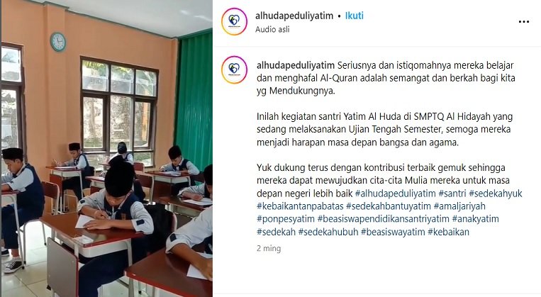 Gambar. Ujian Tengah Semester Santri SMPTQ Al-Hidayah. www.alhudapeduliyatim.com