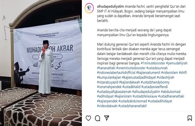 Gambar. Ananda Fachri Berlatih Pidato - www.alhudapeduliyatim.com