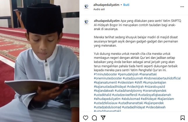 Gambar. Murojaah Santri Yatim - www.alhudapeduliyatim.com